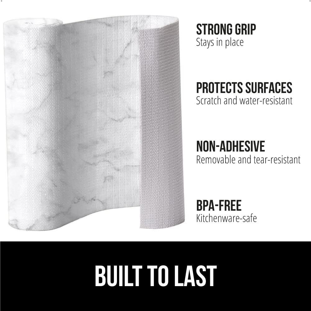 image:imageGORILLA GRIP DripGuard Shelf Liner NonAdhesive Drawer and Kitchen Cabinet Protector Strong Grip Slip Resistant Underside Smooth Surface Liners for Cabinets Bathrooms Closets 12x240 Inch MarbleMarble