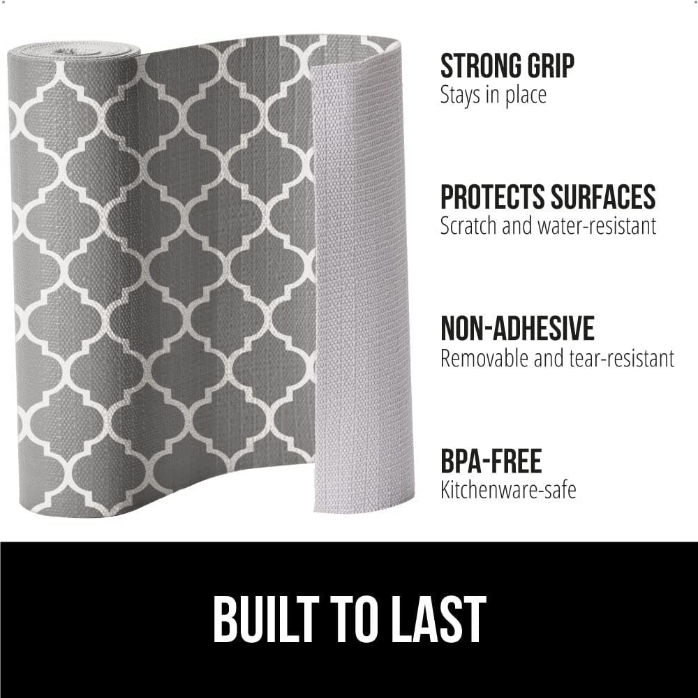 image:imageGORILLA GRIP DripGuard Shelf Liner NonAdhesive Drawer and Kitchen Cabinet Protector Strong Grip Slip Resistant Underside Smooth Surface Liners for Cabinets Bathrooms Closets 12x240 Inch MarbleWhiteGray