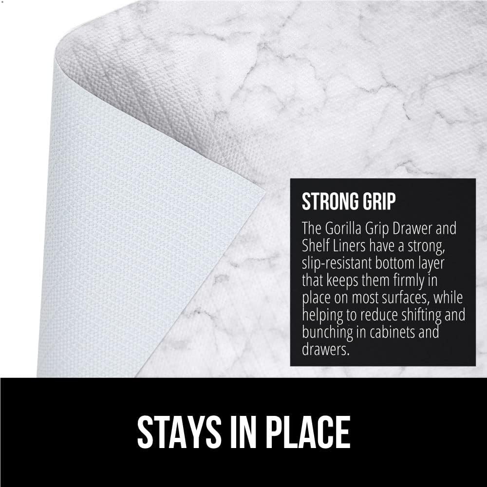 image:imageGORILLA GRIP DripGuard Shelf Liner NonAdhesive Drawer and Kitchen Cabinet Protector Strong Grip Slip Resistant Underside Smooth Surface Liners for Cabinets Bathrooms Closets 12x240 Inch MarbleMarble