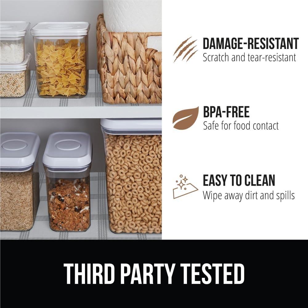 image:imageGORILLA GRIP DripGuard Shelf Liner NonAdhesive Drawer and Kitchen Cabinet Protector Strong Grip Slip Resistant Underside Smooth Surface Liners for Cabinets Bathrooms Closets 12x240 Inch MarbleStripe GrayWhite