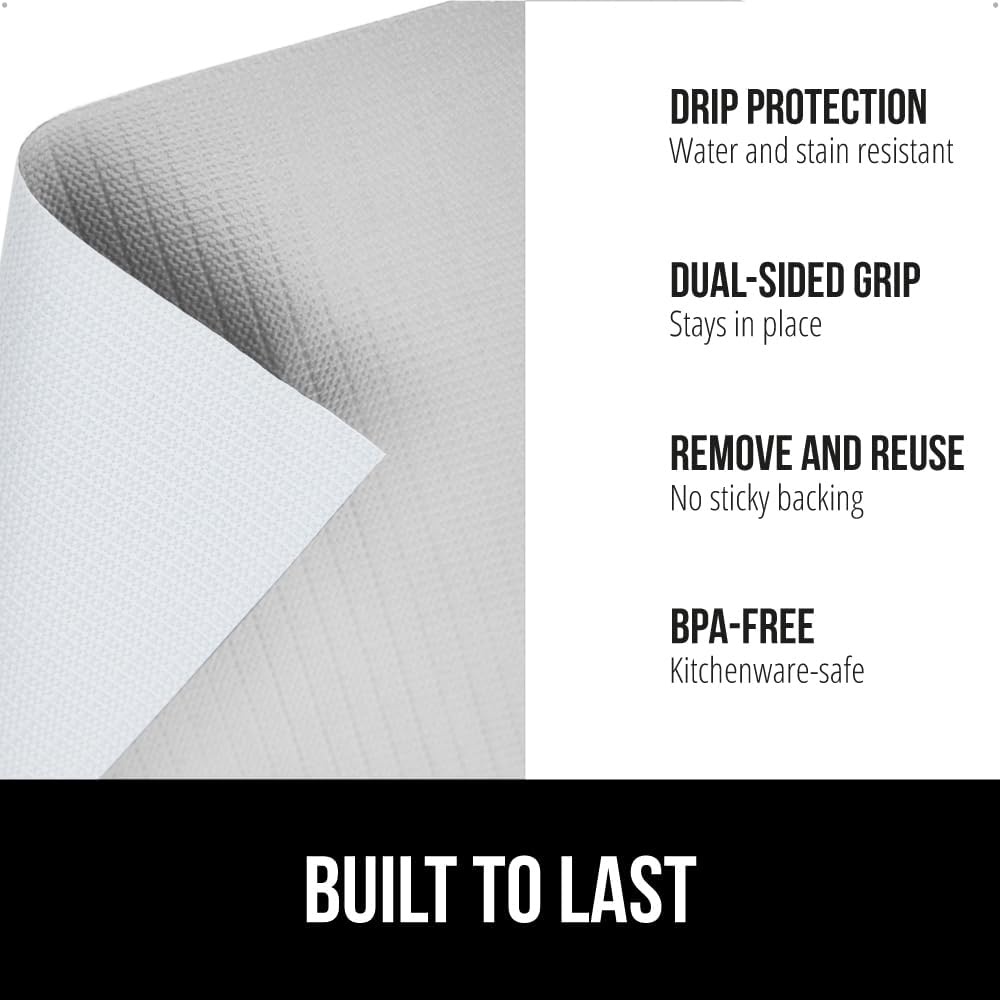 image:imageGORILLA GRIP DripGuard Shelf Liner NonAdhesive Drawer and Kitchen Cabinet Protector Strong Grip Slip Resistant Underside Smooth Surface Liners for Cabinets Bathrooms Closets 12x240 Inch MarbleLight Gray