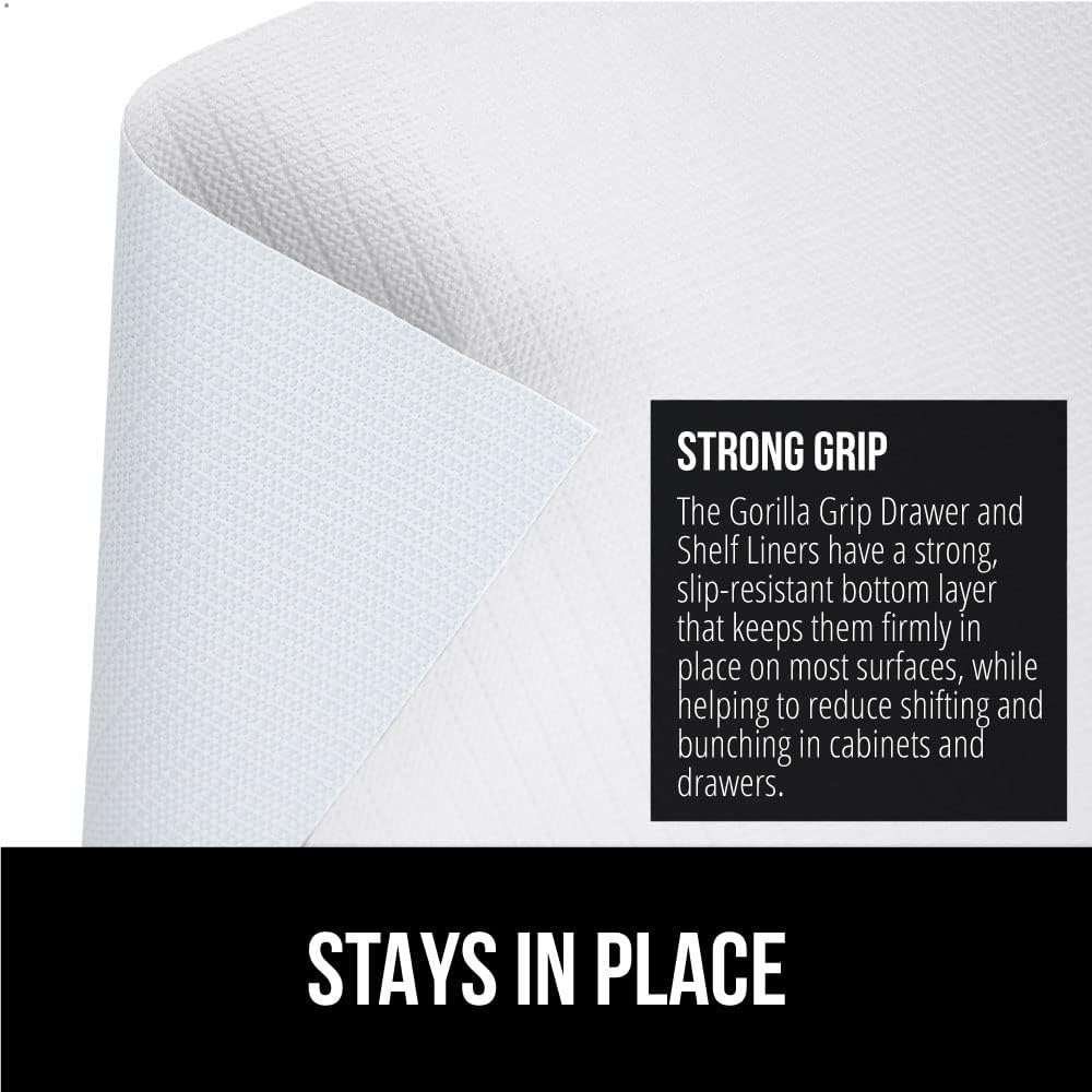 image:imageGORILLA GRIP DripGuard Shelf Liner NonAdhesive Drawer and Kitchen Cabinet Protector Strong Grip Slip Resistant Underside Smooth Surface Liners for Cabinets Bathrooms Closets 12x240 Inch MarbleWhite