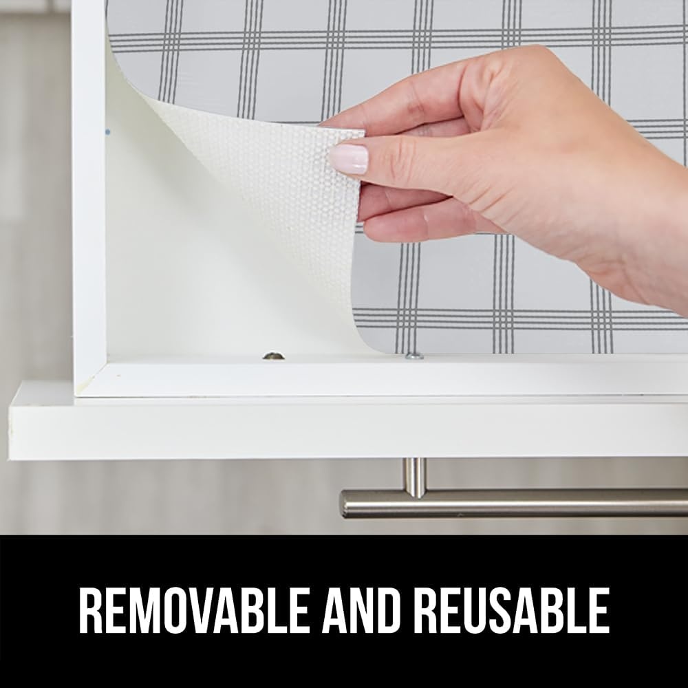 image:imageGORILLA GRIP DripGuard Shelf Liner NonAdhesive Drawer and Kitchen Cabinet Protector Strong Grip Slip Resistant Underside Smooth Surface Liners for Cabinets Bathrooms Closets 12x240 Inch MarbleStripe GrayWhite