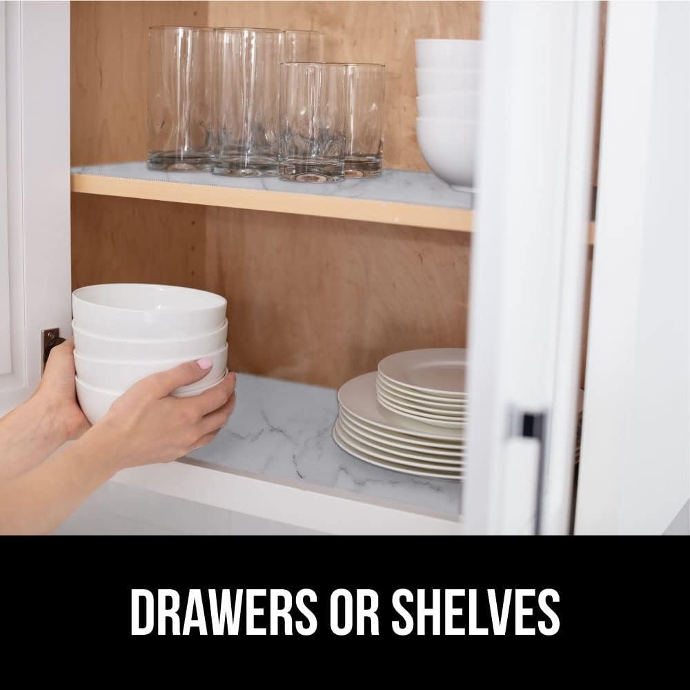 image:imageGORILLA GRIP DripGuard Shelf Liner NonAdhesive Drawer and Kitchen Cabinet Protector Strong Grip Slip Resistant Underside Smooth Surface Liners for Cabinets Bathrooms Closets 12x240 Inch MarbleMarble