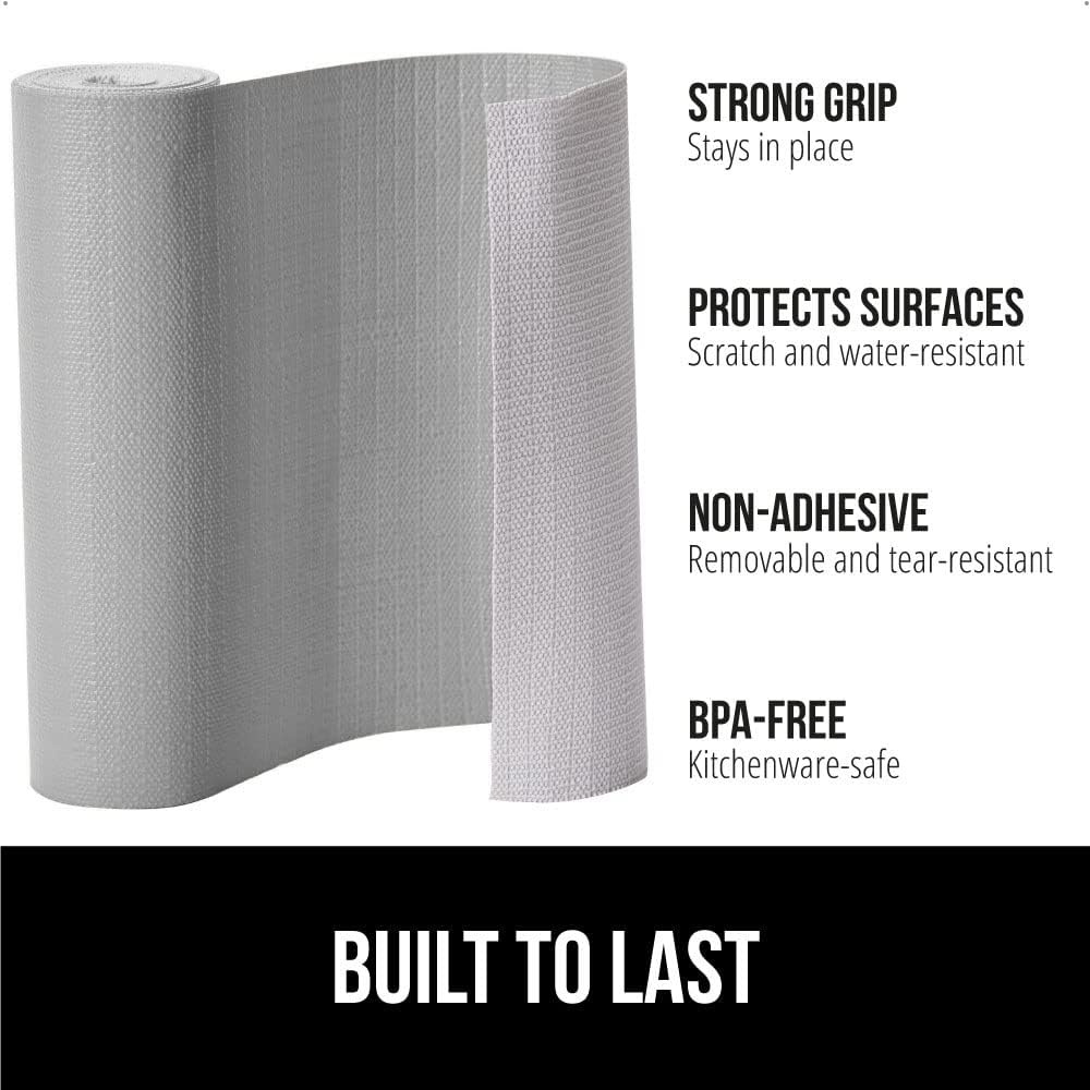 image:imageGORILLA GRIP DripGuard Shelf Liner NonAdhesive Drawer and Kitchen Cabinet Protector Strong Grip Slip Resistant Underside Smooth Surface Liners for Cabinets Bathrooms Closets 12x240 Inch MarbleLight Gray