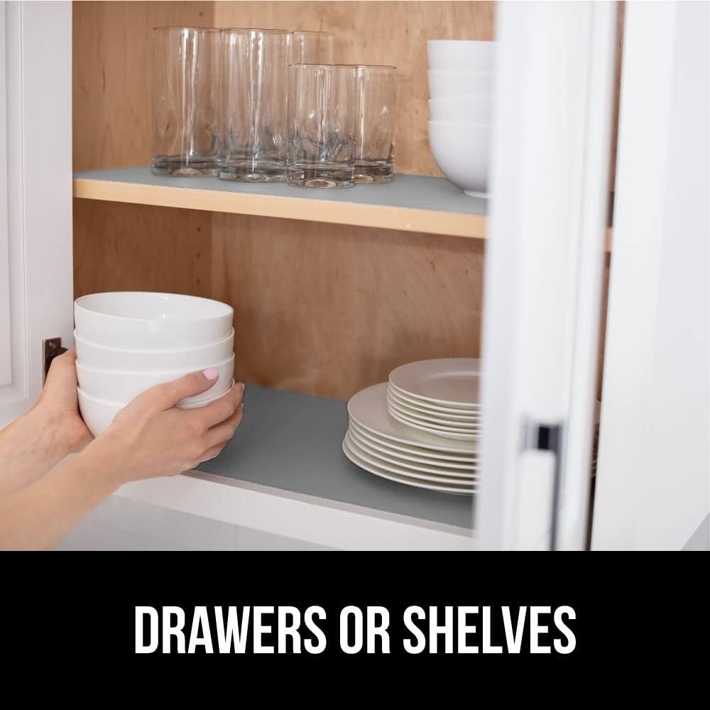 image:imageGORILLA GRIP DripGuard Shelf Liner NonAdhesive Drawer and Kitchen Cabinet Protector Strong Grip Slip Resistant Underside Smooth Surface Liners for Cabinets Bathrooms Closets 12x240 Inch MarbleLight Gray