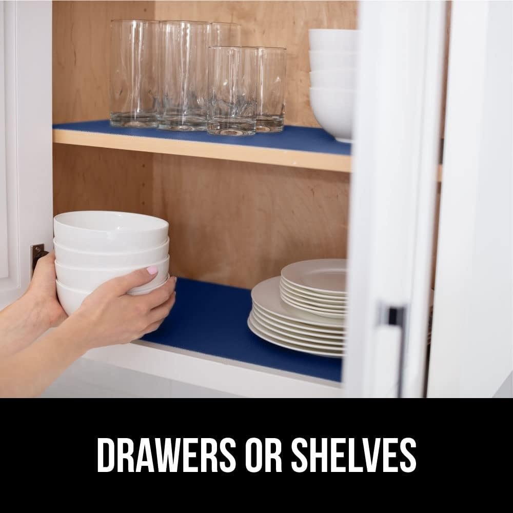 image:imageGORILLA GRIP DripGuard Shelf Liner NonAdhesive Drawer and Kitchen Cabinet Protector Strong Grip Slip Resistant Underside Smooth Surface Liners for Cabinets Bathrooms Closets 12x240 Inch MarbleNavy