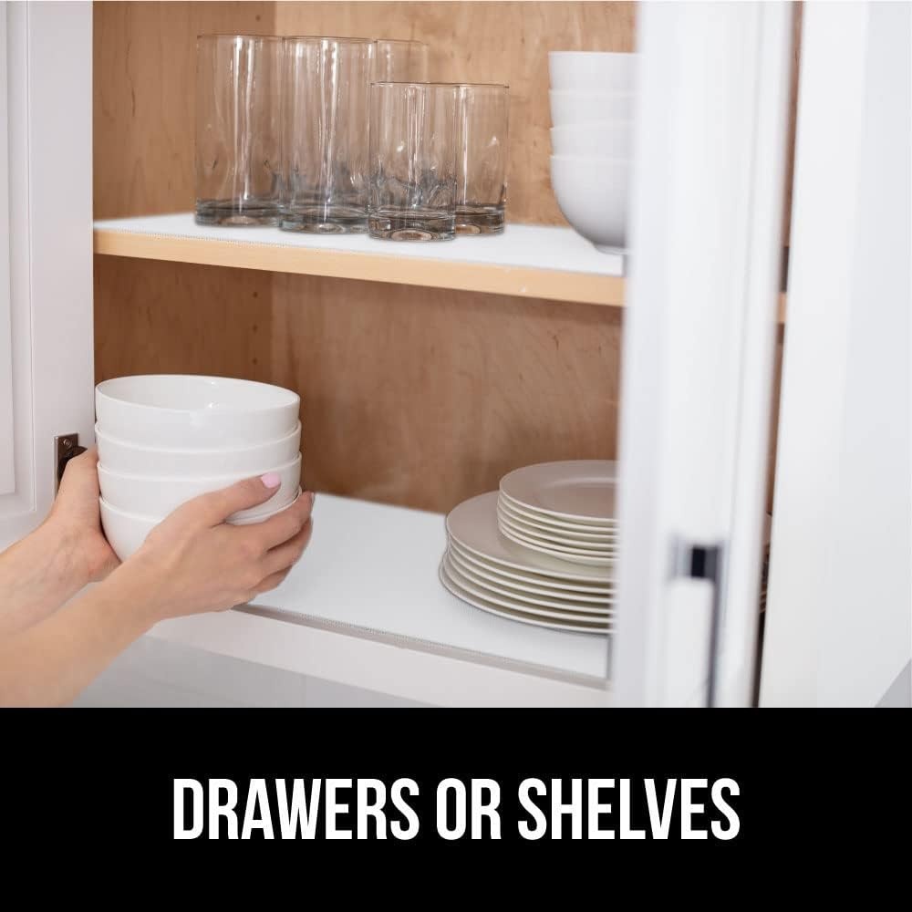 image:imageGORILLA GRIP DripGuard Shelf Liner NonAdhesive Drawer and Kitchen Cabinet Protector Strong Grip Slip Resistant Underside Smooth Surface Liners for Cabinets Bathrooms Closets 12x240 Inch MarbleWhite