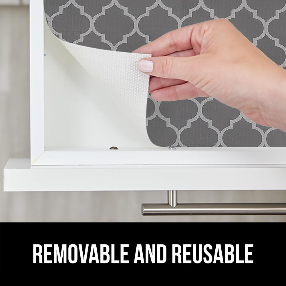 image:imageGORILLA GRIP DripGuard Shelf Liner NonAdhesive Drawer and Kitchen Cabinet Protector Strong Grip Slip Resistant Underside Smooth Surface Liners for Cabinets Bathrooms Closets 12x240 Inch MarbleWhiteGray