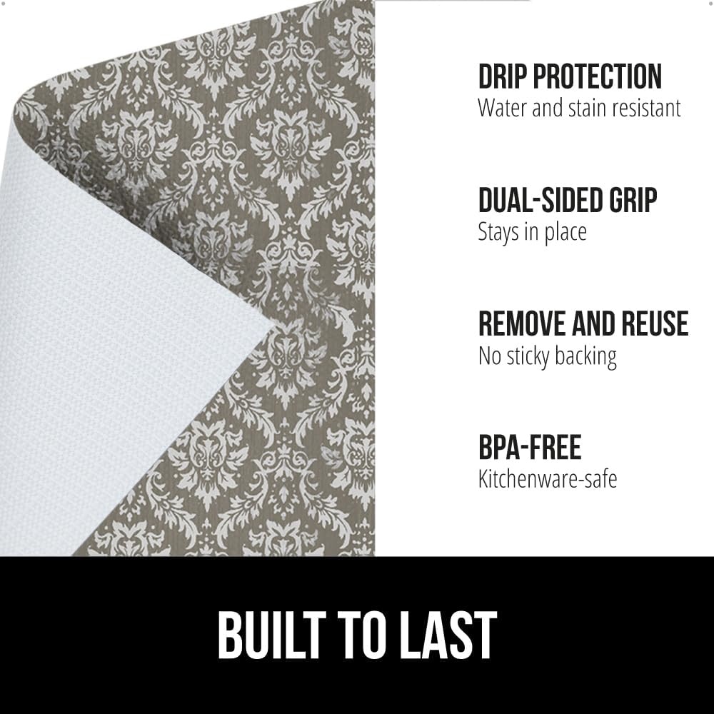 image:imageGORILLA GRIP DripGuard Shelf Liner NonAdhesive Drawer and Kitchen Cabinet Protector Strong Grip Slip Resistant Underside Smooth Surface Liners for Cabinets Bathrooms Closets 12x240 Inch MarbleBeigeCream