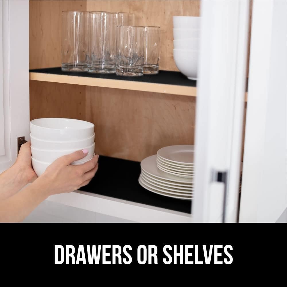 image:imageGORILLA GRIP DripGuard Shelf Liner NonAdhesive Drawer and Kitchen Cabinet Protector Strong Grip Slip Resistant Underside Smooth Surface Liners for Cabinets Bathrooms Closets 12x240 Inch MarbleBlack