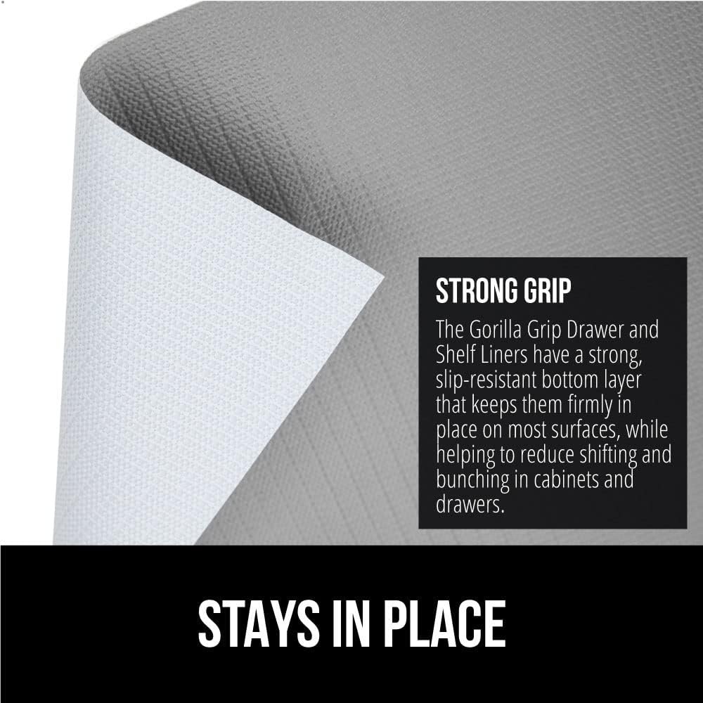 image:imageGORILLA GRIP DripGuard Shelf Liner NonAdhesive Drawer and Kitchen Cabinet Protector Strong Grip Slip Resistant Underside Smooth Surface Liners for Cabinets Bathrooms Closets 12x240 Inch MarbleLight Gray