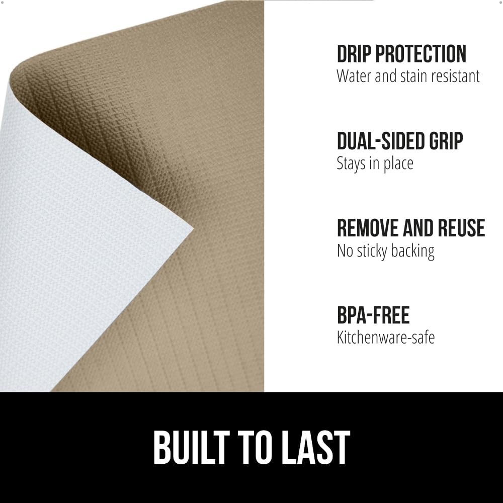 image:imageGORILLA GRIP DripGuard Shelf Liner NonAdhesive Drawer and Kitchen Cabinet Protector Strong Grip Slip Resistant Underside Smooth Surface Liners for Cabinets Bathrooms Closets 12x240 Inch MarbleBeige