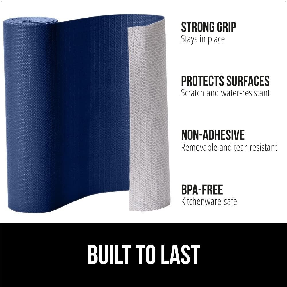 image:imageGORILLA GRIP DripGuard Shelf Liner NonAdhesive Drawer and Kitchen Cabinet Protector Strong Grip Slip Resistant Underside Smooth Surface Liners for Cabinets Bathrooms Closets 12x240 Inch MarbleNavy