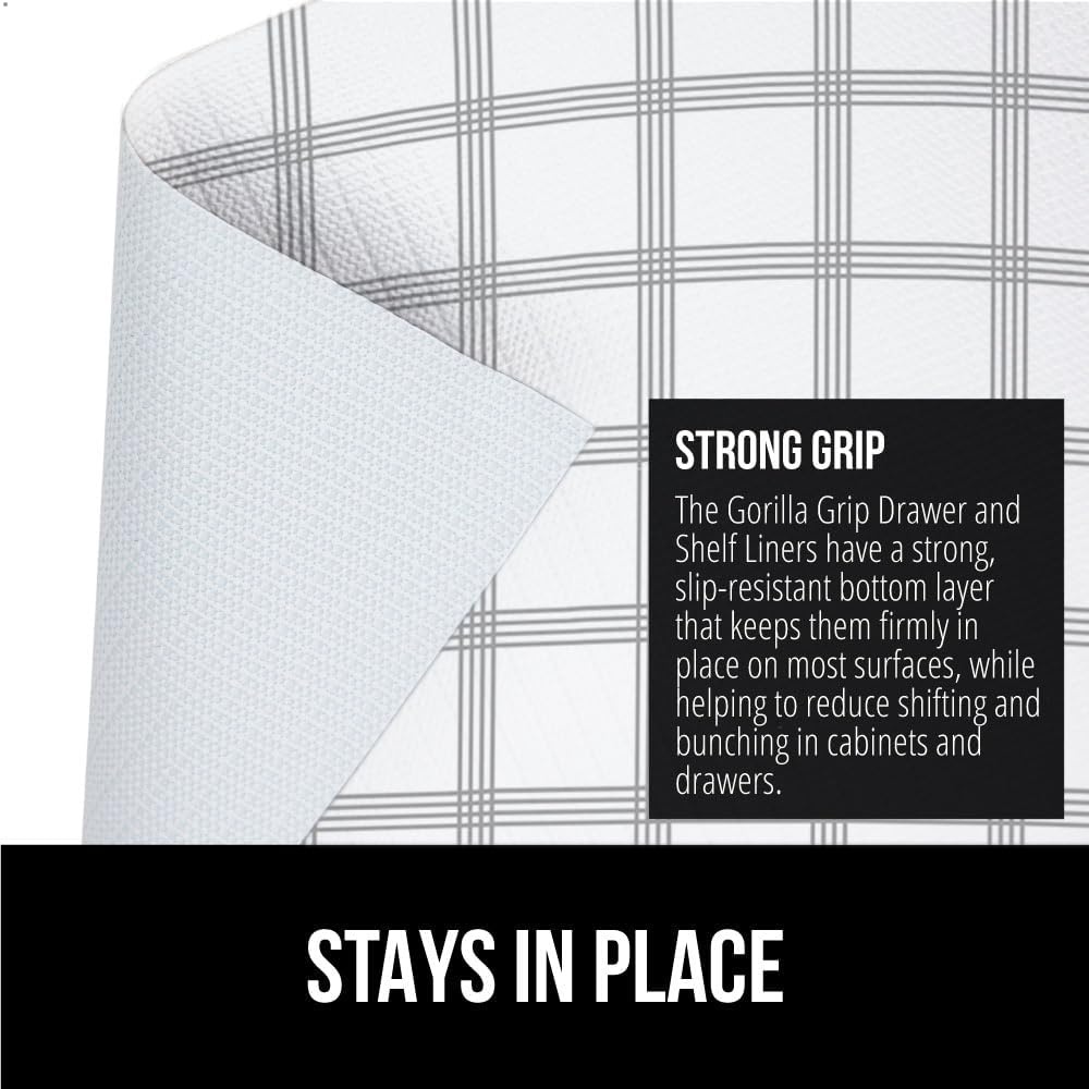 image:imageGORILLA GRIP DripGuard Shelf Liner NonAdhesive Drawer and Kitchen Cabinet Protector Strong Grip Slip Resistant Underside Smooth Surface Liners for Cabinets Bathrooms Closets 12x240 Inch MarbleStripe GrayWhite