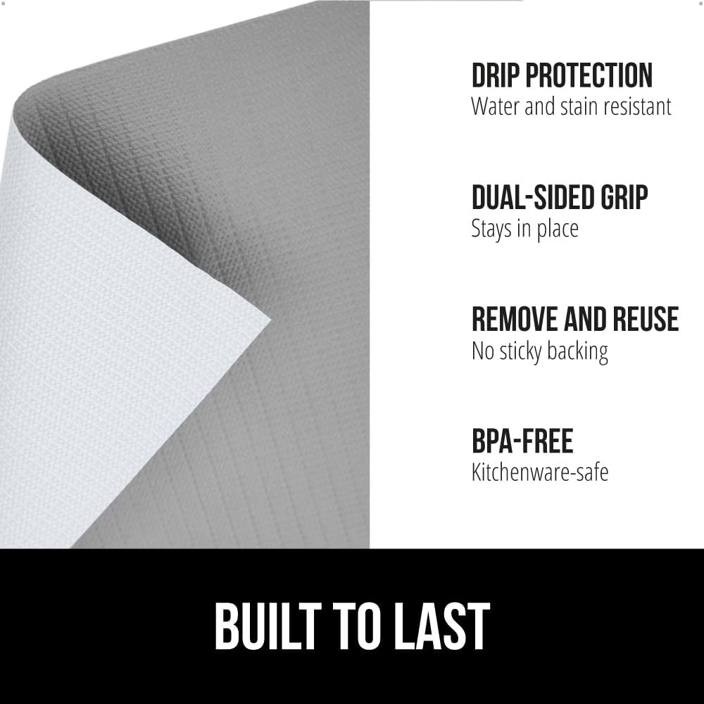image:imageGORILLA GRIP DripGuard Shelf Liner NonAdhesive Drawer and Kitchen Cabinet Protector Strong Grip Slip Resistant Underside Smooth Surface Liners for Cabinets Bathrooms Closets 12x240 Inch MarbleGray
