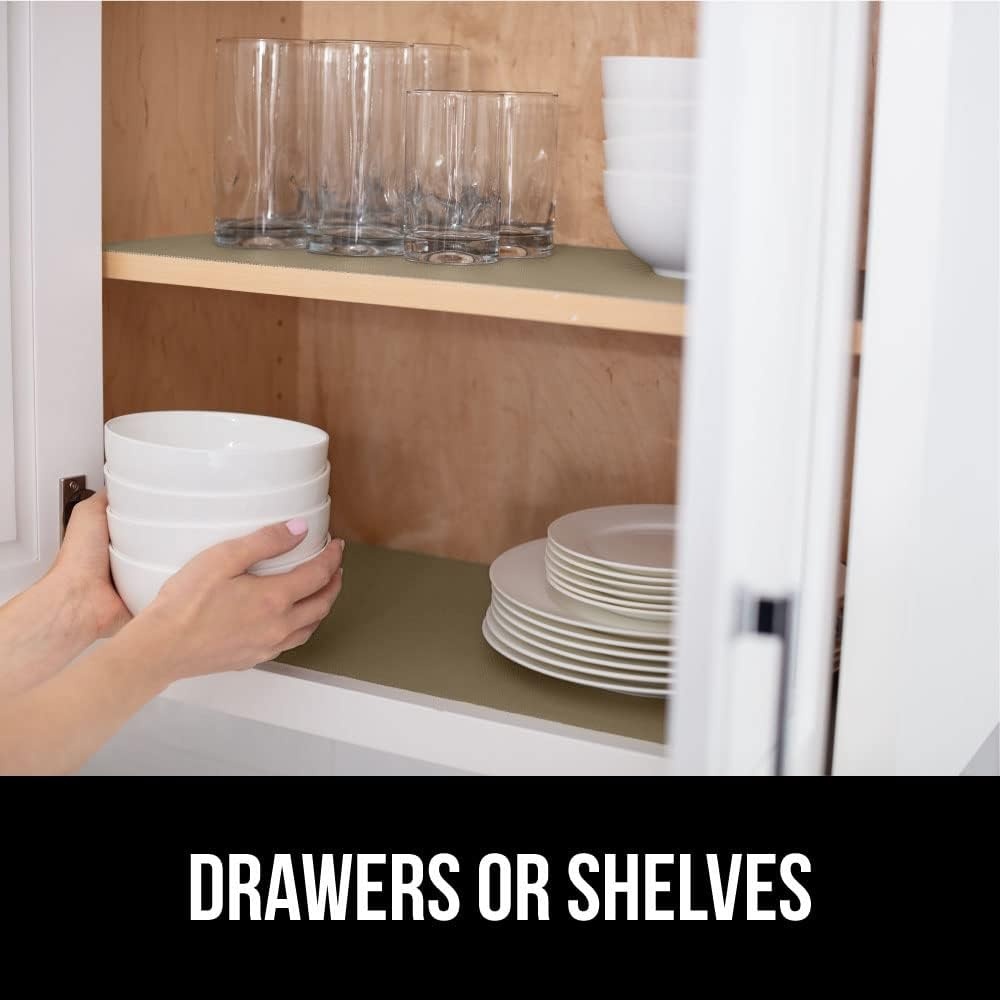 image:imageGORILLA GRIP DripGuard Shelf Liner NonAdhesive Drawer and Kitchen Cabinet Protector Strong Grip Slip Resistant Underside Smooth Surface Liners for Cabinets Bathrooms Closets 12x240 Inch MarbleBeige