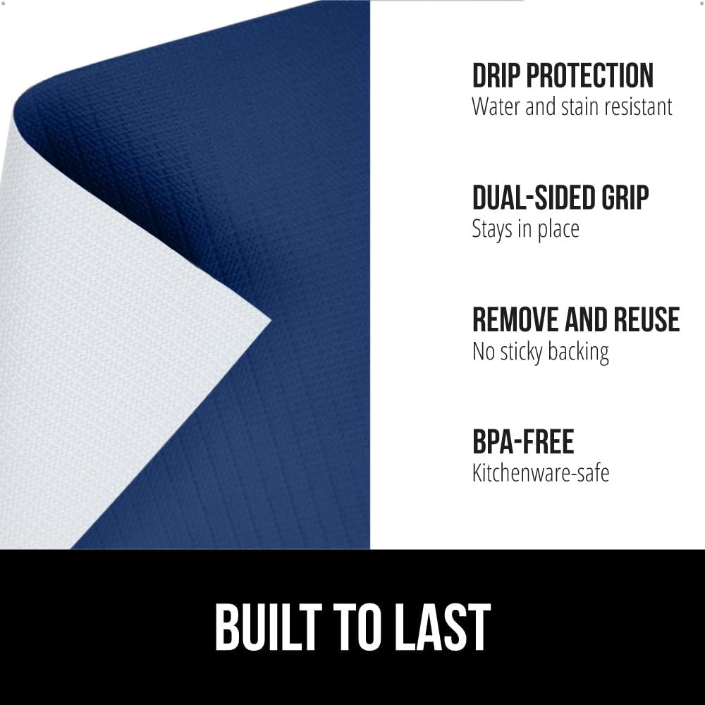 image:imageGORILLA GRIP DripGuard Shelf Liner NonAdhesive Drawer and Kitchen Cabinet Protector Strong Grip Slip Resistant Underside Smooth Surface Liners for Cabinets Bathrooms Closets 12x240 Inch MarbleNavy