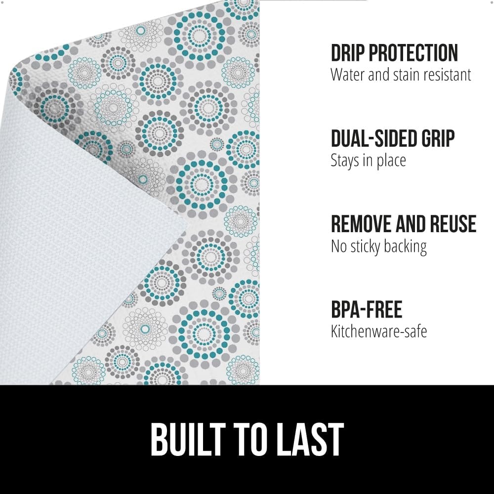 image:imageGORILLA GRIP DripGuard Shelf Liner NonAdhesive Drawer and Kitchen Cabinet Protector Strong Grip Slip Resistant Underside Smooth Surface Liners for Cabinets Bathrooms Closets 12x240 Inch MarbleSpiral Gray Turquoise White