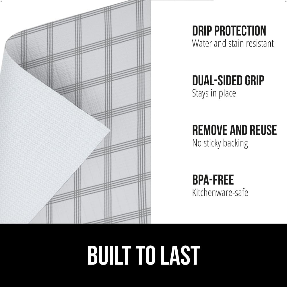 image:imageGORILLA GRIP DripGuard Shelf Liner NonAdhesive Drawer and Kitchen Cabinet Protector Strong Grip Slip Resistant Underside Smooth Surface Liners for Cabinets Bathrooms Closets 12x240 Inch MarbleStripe GrayWhite