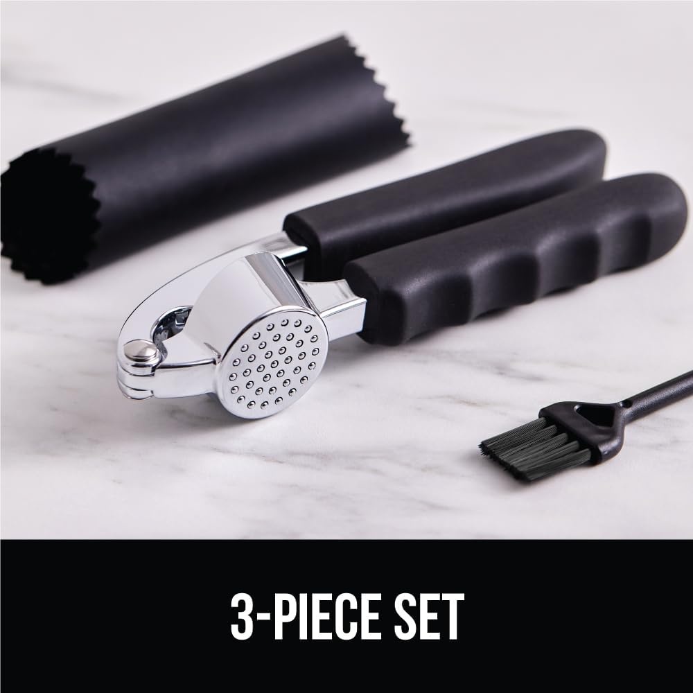 image:imageGORILLA GRIP Garlic Press and Peel Set Heavy Duty Mincer Tool Large Ergonomic Handle Easily Mince and Crush Garlics Ginger Nuts Seeds Peeler Included Peeling Cloves Kitchen Gadgets BlackBlack