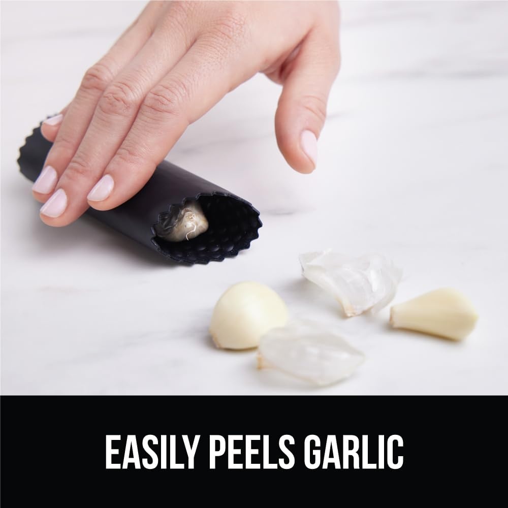 image:imageGORILLA GRIP Garlic Press and Peel Set Heavy Duty Mincer Tool Large Ergonomic Handle Easily Mince and Crush Garlics Ginger Nuts Seeds Peeler Included Peeling Cloves Kitchen Gadgets BlackBlack
