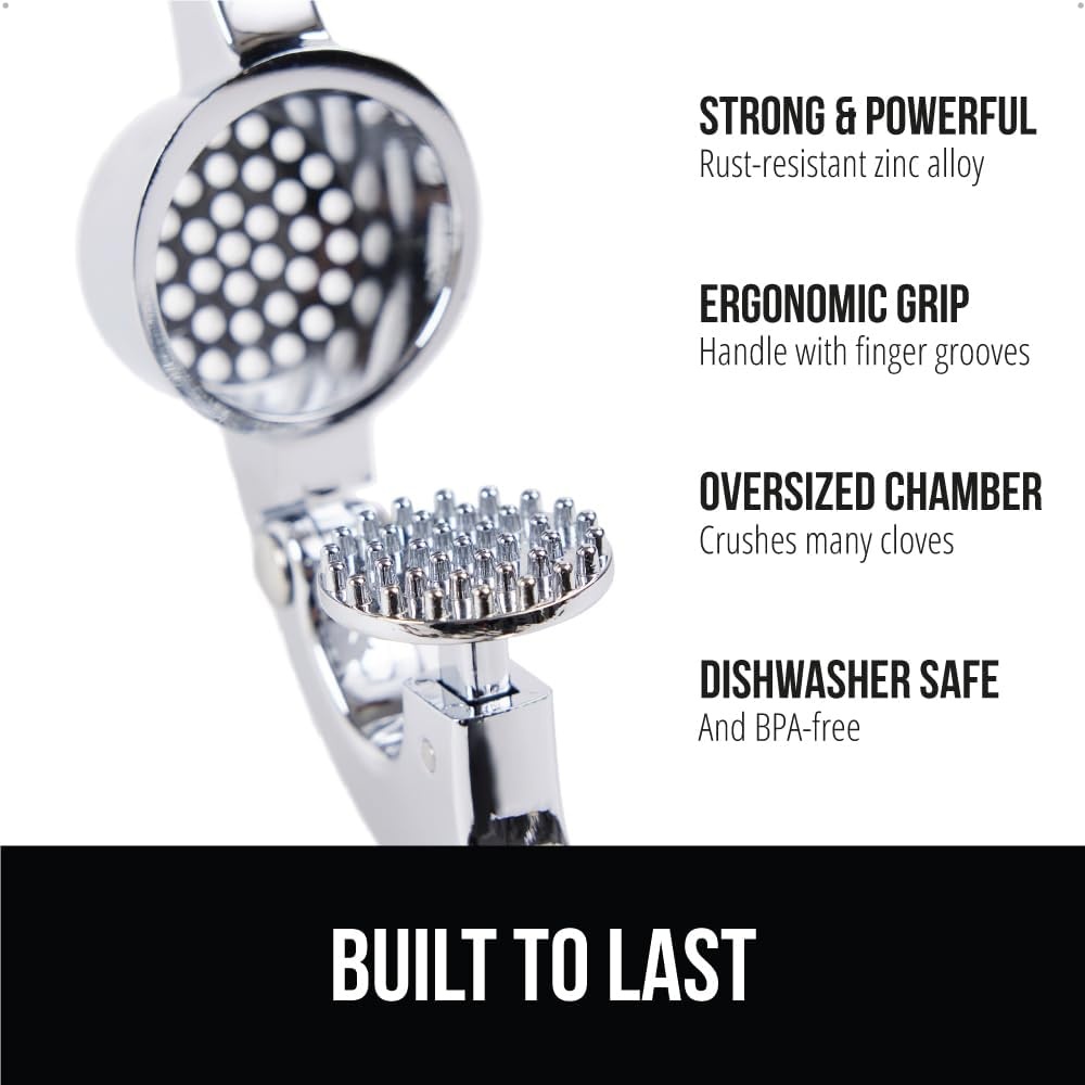 image:imageGORILLA GRIP Garlic Press and Peel Set Heavy Duty Mincer Tool Large Ergonomic Handle Easily Mince and Crush Garlics Ginger Nuts Seeds Peeler Included Peeling Cloves Kitchen Gadgets BlackBlack