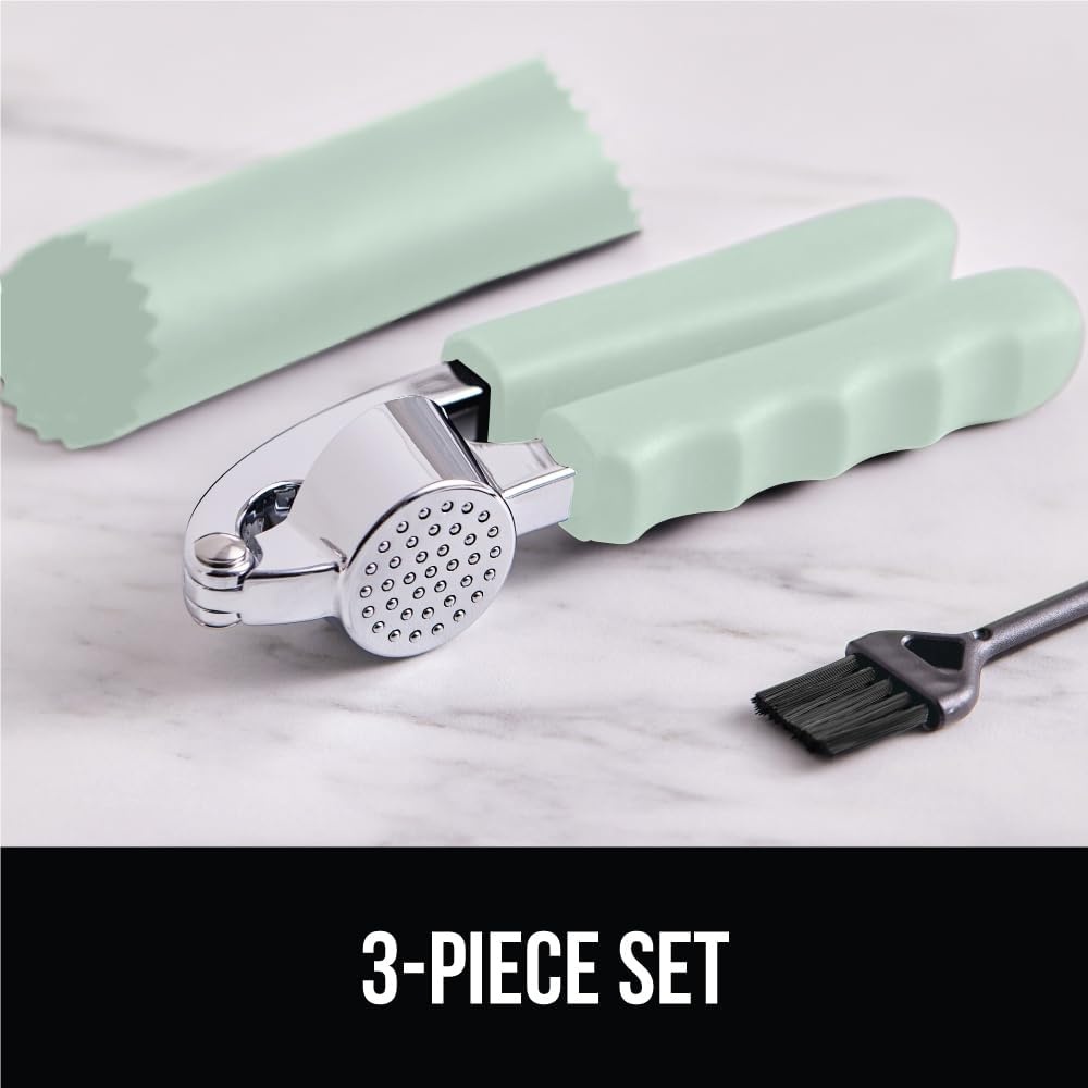 image:imageGORILLA GRIP Garlic Press and Peel Set Heavy Duty Mincer Tool Large Ergonomic Handle Easily Mince and Crush Garlics Ginger Nuts Seeds Peeler Included Peeling Cloves Kitchen Gadgets BlackMint