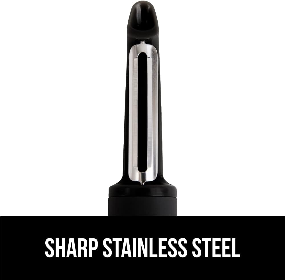 image:imageGORILLA GRIP Patented BPAFree Vegetable Peeler Extra Sharp Swivel Stainless Steel Blades with Guard Comfortable Soft Handle Easily Peel Carrots or Fruit Potato Eye Remover Washer Safe BlackBlack