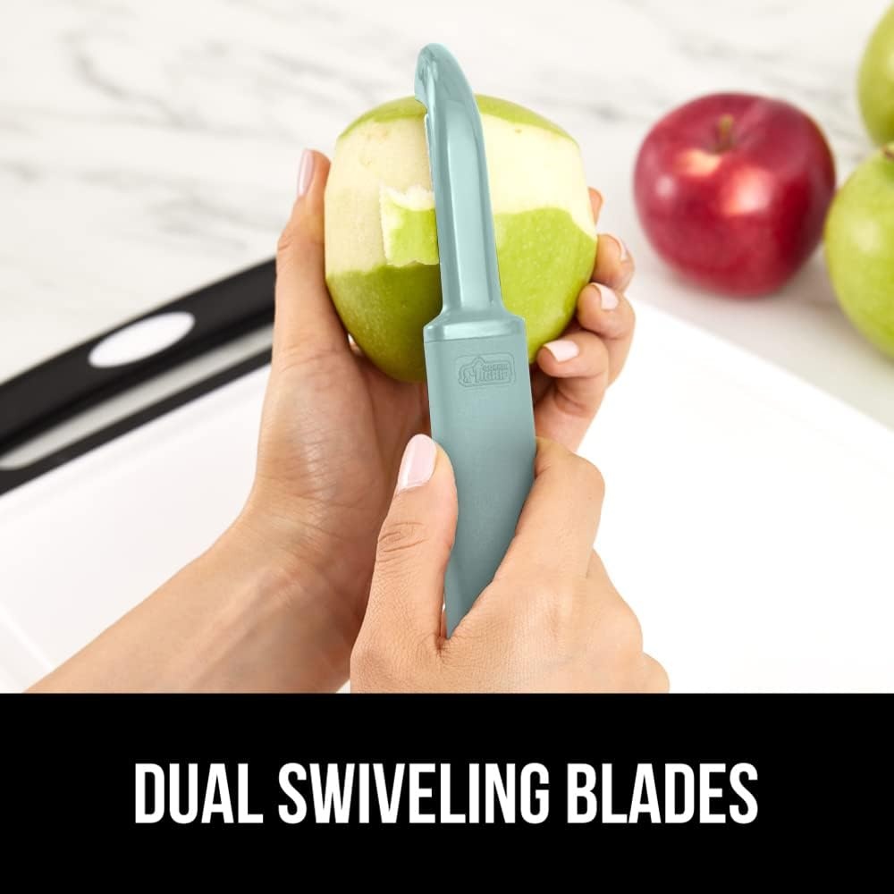 image:imageGORILLA GRIP Patented BPAFree Vegetable Peeler Extra Sharp Swivel Stainless Steel Blades with Guard Comfortable Soft Handle Easily Peel Carrots or Fruit Potato Eye Remover Washer Safe BlackMint