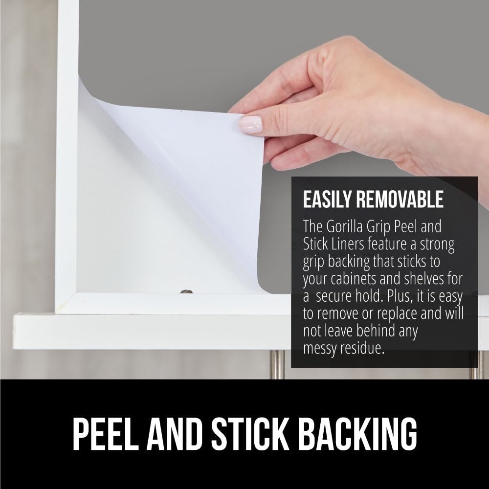 image:imageGORILLA GRIP Peel and Stick Paper Removable Cover for Books Shelves Countertops Drawers Cabinets and Crafts Easy Install Kitchen Decor Shelf Cabinet Liners 118 in x 20 FT Bright WhiteGray