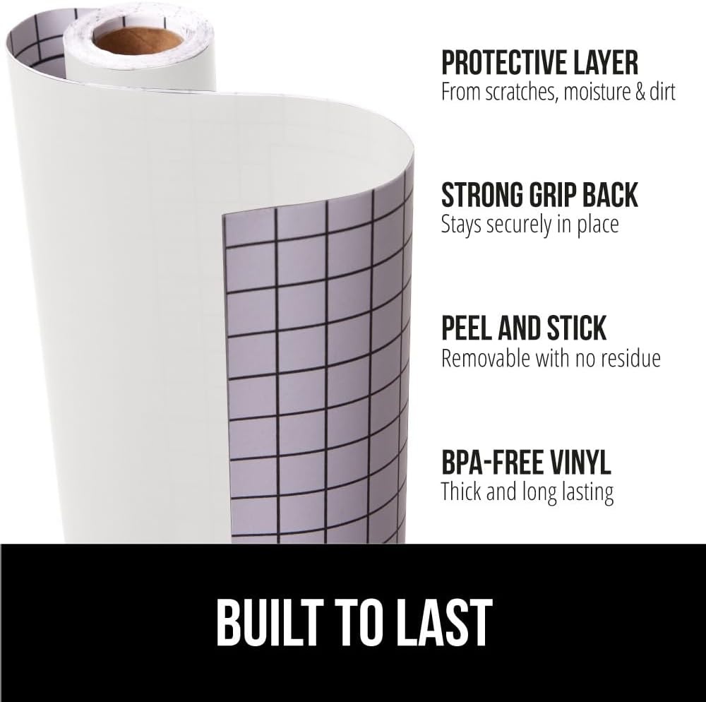 image:imageGORILLA GRIP Peel and Stick Paper Removable Cover for Books Shelves Countertops Drawers Cabinets and Crafts Easy Install Kitchen Decor Shelf Cabinet Liners 118 in x 20 FT Bright WhiteClear Matte