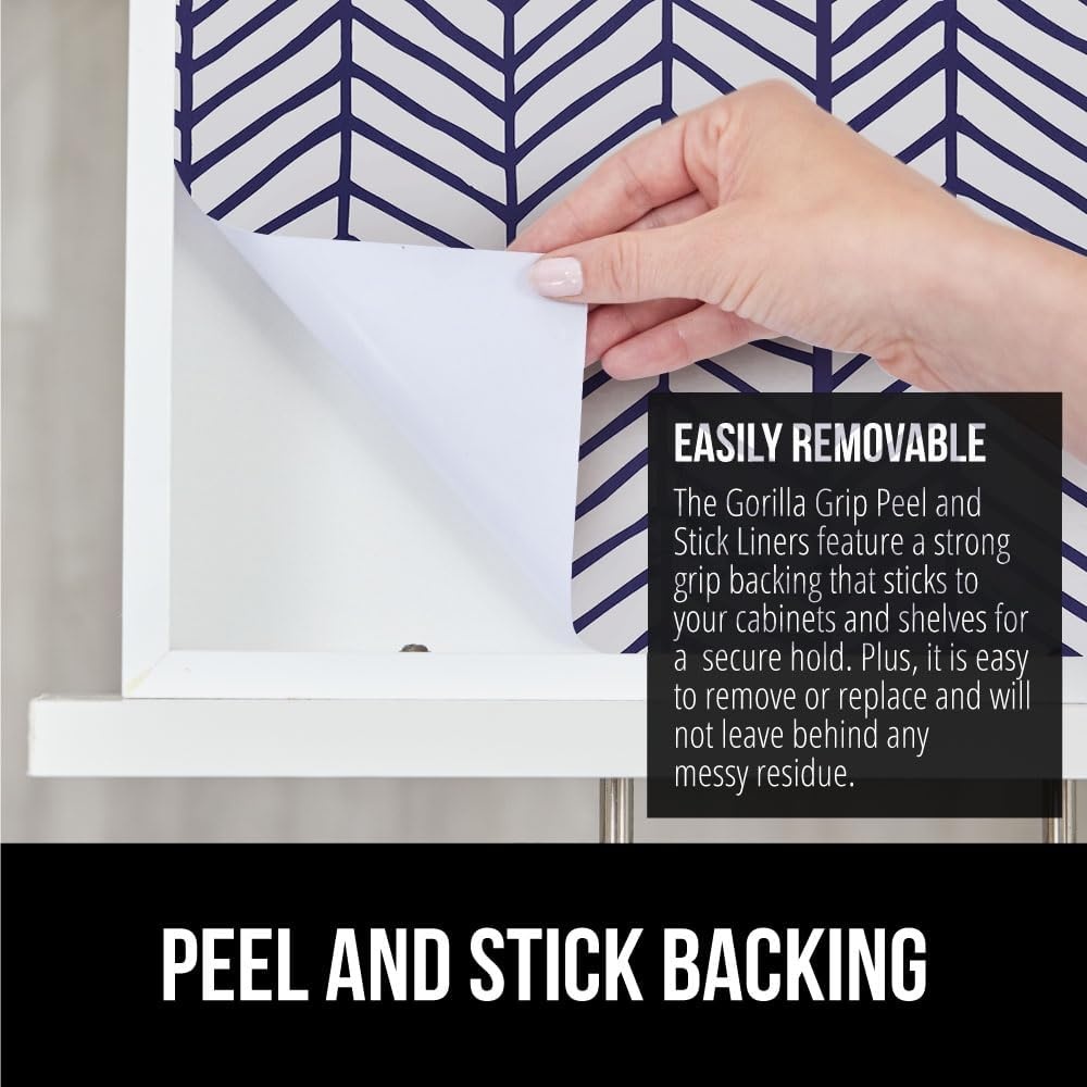image:imageGORILLA GRIP Peel and Stick Paper Removable Cover for Books Shelves Countertops Drawers Cabinets and Crafts Easy Install Kitchen Decor Shelf Cabinet Liners 118 in x 20 FT Bright WhiteBlueWhite