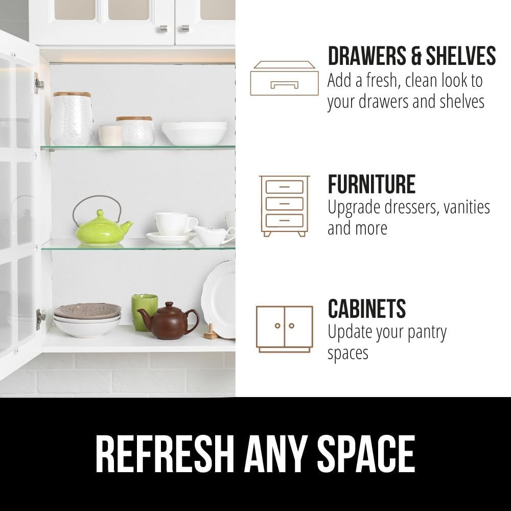 image:imageGORILLA GRIP Peel and Stick Paper Removable Cover for Books Shelves Countertops Drawers Cabinets and Crafts Easy Install Kitchen Decor Shelf Cabinet Liners 118 in x 20 FT Bright WhiteBright White