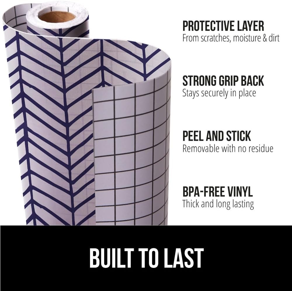 image:imageGORILLA GRIP Peel and Stick Paper Removable Cover for Books Shelves Countertops Drawers Cabinets and Crafts Easy Install Kitchen Decor Shelf Cabinet Liners 118 in x 20 FT Bright WhiteBlueWhite
