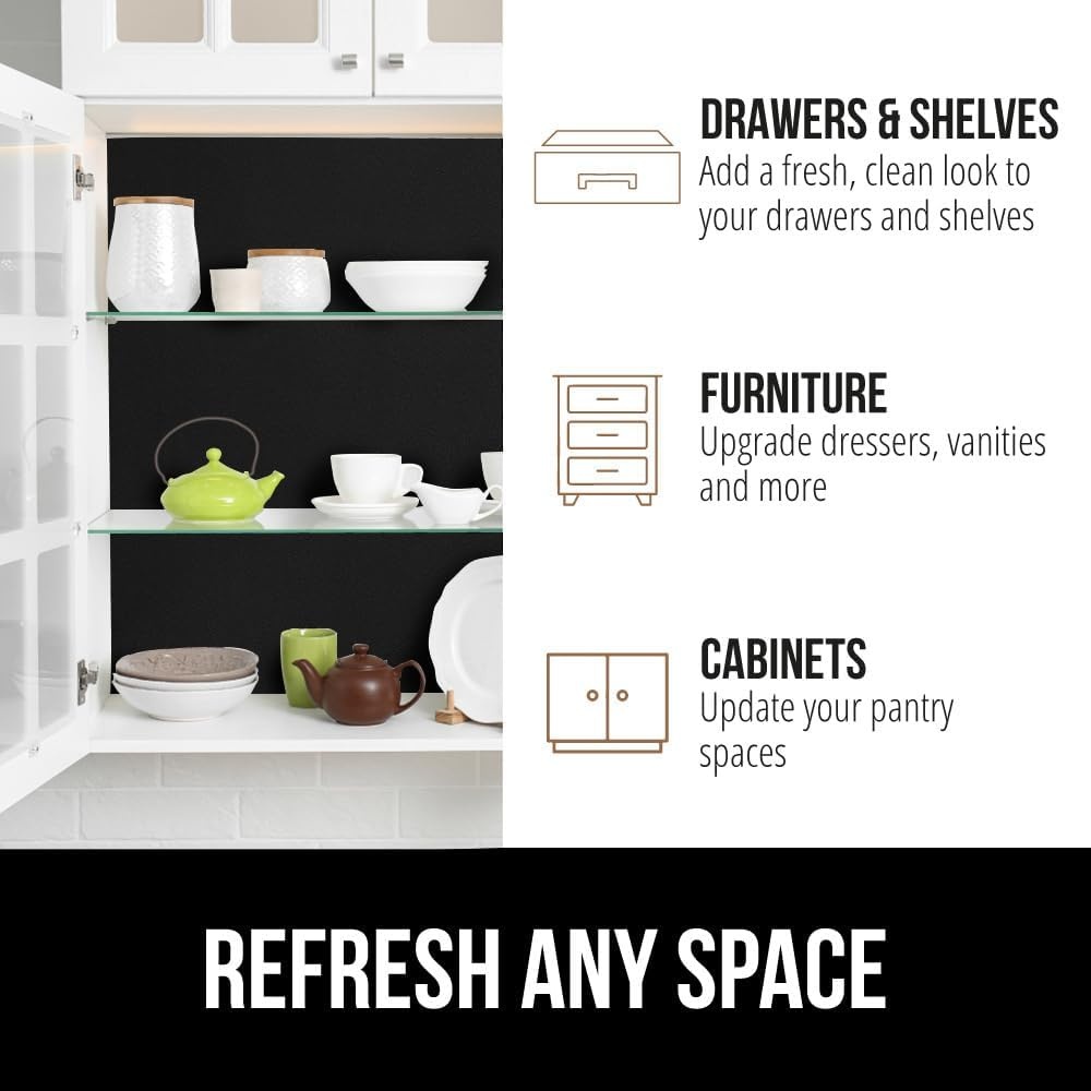 image:imageGORILLA GRIP Peel and Stick Paper Removable Cover for Books Shelves Countertops Drawers Cabinets and Crafts Easy Install Kitchen Decor Shelf Cabinet Liners 118 in x 20 FT Bright WhiteJet Black