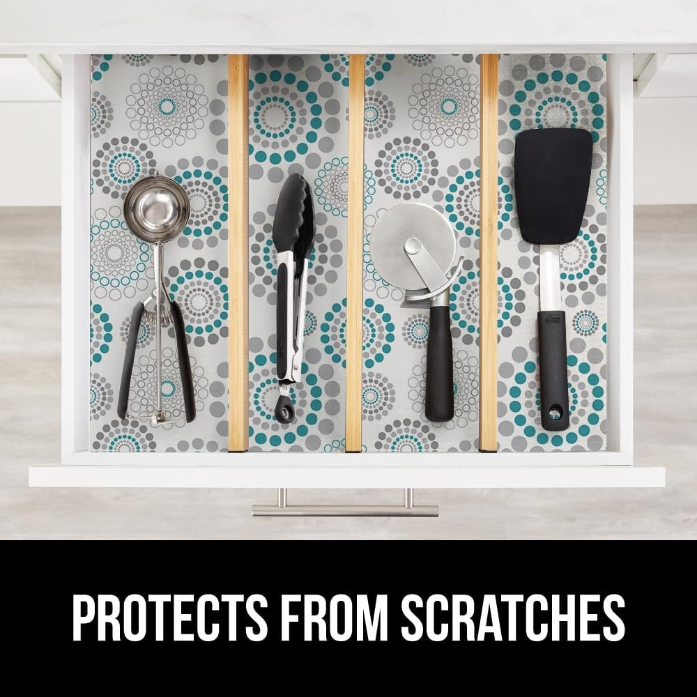 image:imageGORILLA GRIP Peel and Stick Paper Removable Cover for Books Shelves Countertops Drawers Cabinets and Crafts Easy Install Kitchen Decor Shelf Cabinet Liners 118 in x 20 FT Bright WhiteSpiral GrayWhiteTurquoise