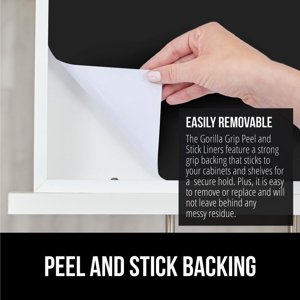 image:imageGORILLA GRIP Peel and Stick Paper Removable Cover for Books Shelves Countertops Drawers Cabinets and Crafts Easy Install Kitchen Decor Shelf Cabinet Liners 118 in x 20 FT Bright WhiteJet Black