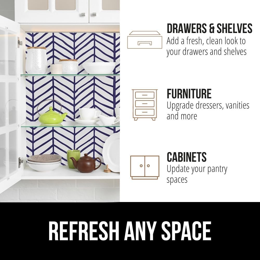 image:imageGORILLA GRIP Peel and Stick Paper Removable Cover for Books Shelves Countertops Drawers Cabinets and Crafts Easy Install Kitchen Decor Shelf Cabinet Liners 118 in x 20 FT Bright WhiteBlueWhite