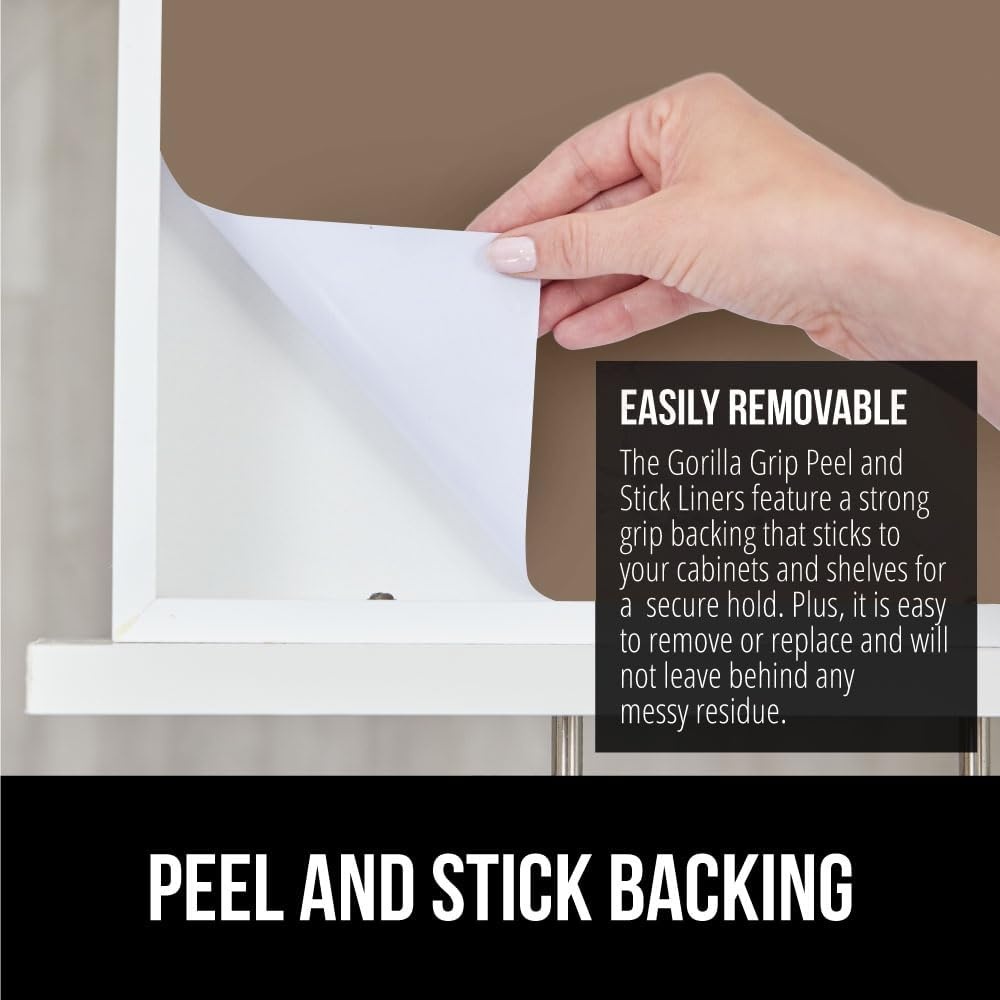 image:imageGORILLA GRIP Peel and Stick Paper Removable Cover for Books Shelves Countertops Drawers Cabinets and Crafts Easy Install Kitchen Decor Shelf Cabinet Liners 118 in x 20 FT Bright WhiteBeige