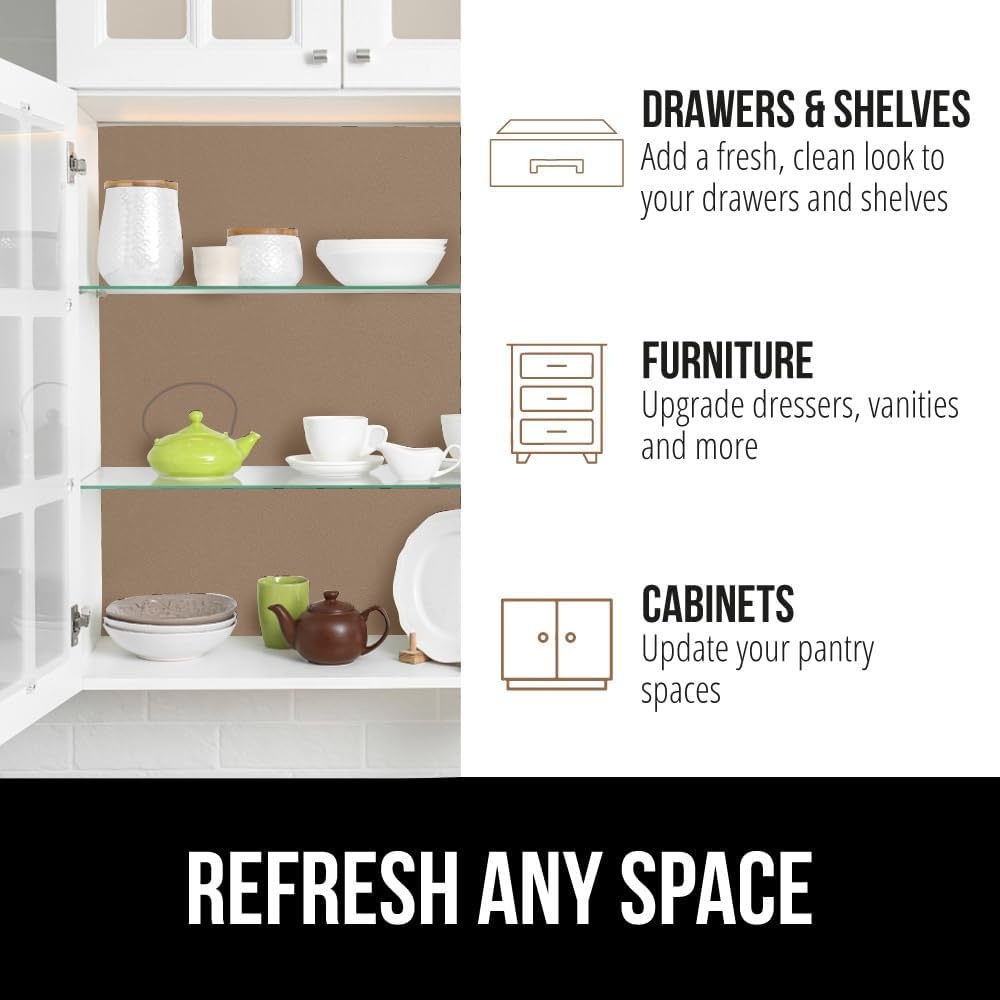 image:imageGORILLA GRIP Peel and Stick Paper Removable Cover for Books Shelves Countertops Drawers Cabinets and Crafts Easy Install Kitchen Decor Shelf Cabinet Liners 118 in x 20 FT Bright WhiteBeige