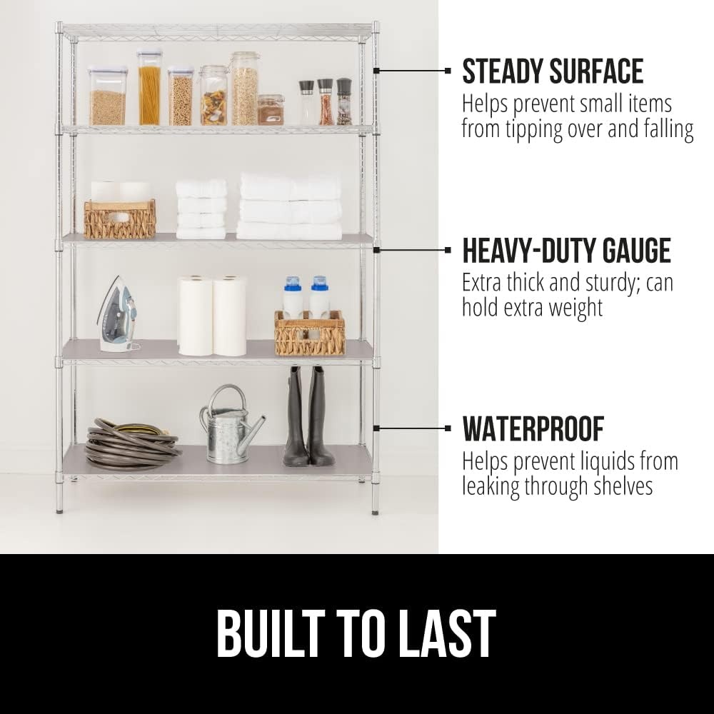 image:imageGORILLA GRIP ShelfGuard Wire Shelf Liner Compatible with Amazon Basics Shelving Unit Set of 4 Waterproof Liners for Organizing Metal Rack Shelves Kitchen Cabinets Cupboard Pantry 14x36 ClearCharcoal