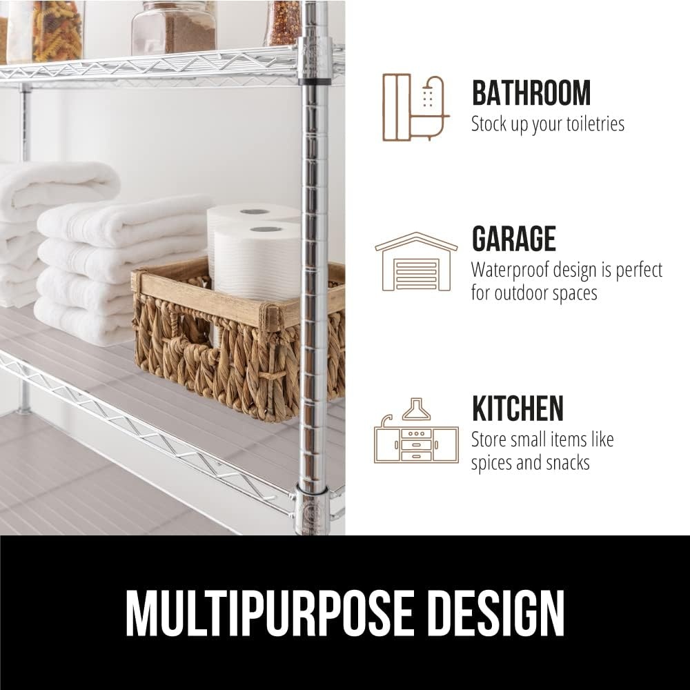image:imageGORILLA GRIP ShelfGuard Wire Shelf Liner Compatible with Amazon Basics Shelving Unit Set of 4 Waterproof Liners for Organizing Metal Rack Shelves Kitchen Cabinets Cupboard Pantry 14x36 ClearCharcoal
