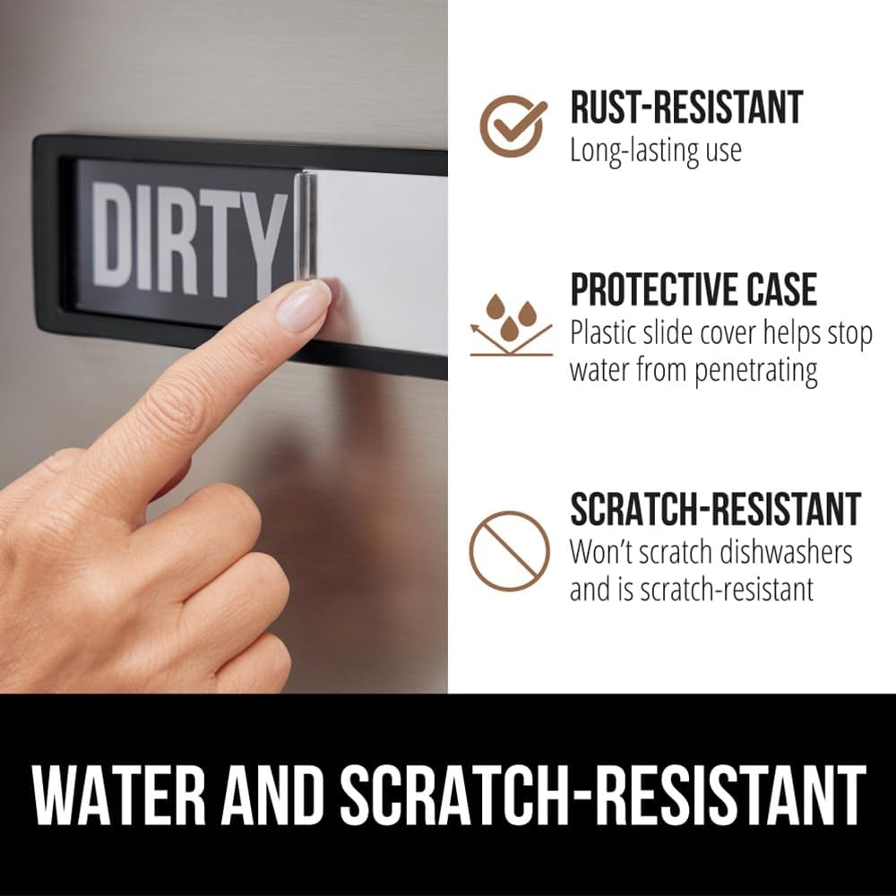 image:imageGORILLA GRIP Strong Dishwasher Magnet Clean Dirty Sign Large Letters for Easy Read Optional Adhesive Sticker for NonMagnet Surfaces NonScratch Sliding Dish Washer Magnets Kitchen Decor SilverBlack