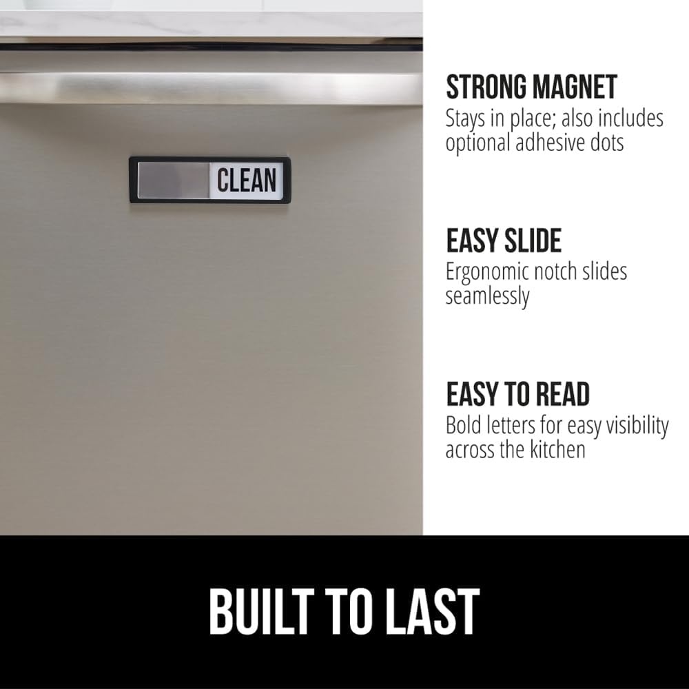 image:imageGORILLA GRIP Strong Dishwasher Magnet Clean Dirty Sign Large Letters for Easy Read Optional Adhesive Sticker for NonMagnet Surfaces NonScratch Sliding Dish Washer Magnets Kitchen Decor SilverBlack