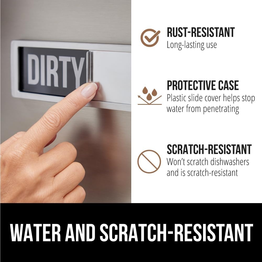 image:imageGORILLA GRIP Strong Dishwasher Magnet Clean Dirty Sign Large Letters for Easy Read Optional Adhesive Sticker for NonMagnet Surfaces NonScratch Sliding Dish Washer Magnets Kitchen Decor SilverSilver