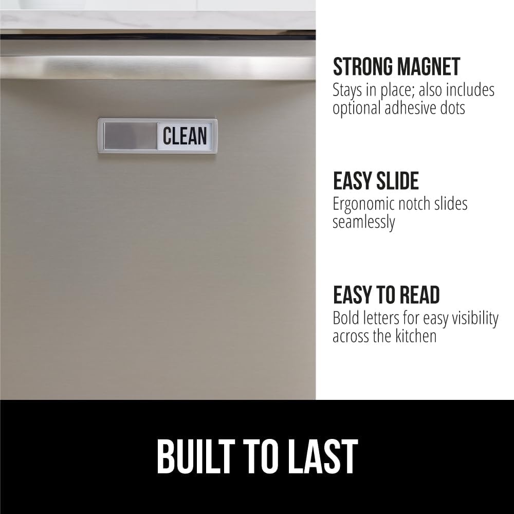 image:imageGORILLA GRIP Strong Dishwasher Magnet Clean Dirty Sign Large Letters for Easy Read Optional Adhesive Sticker for NonMagnet Surfaces NonScratch Sliding Dish Washer Magnets Kitchen Decor SilverSilver