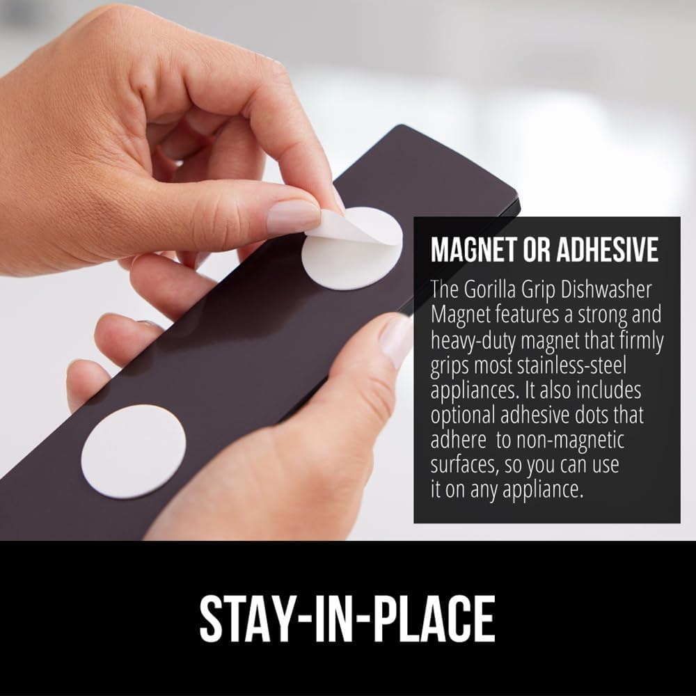 image:imageGORILLA GRIP Strong Dishwasher Magnet Clean Dirty Sign Large Letters for Easy Read Optional Adhesive Sticker for NonMagnet Surfaces NonScratch Sliding Dish Washer Magnets Kitchen Decor SilverBlack