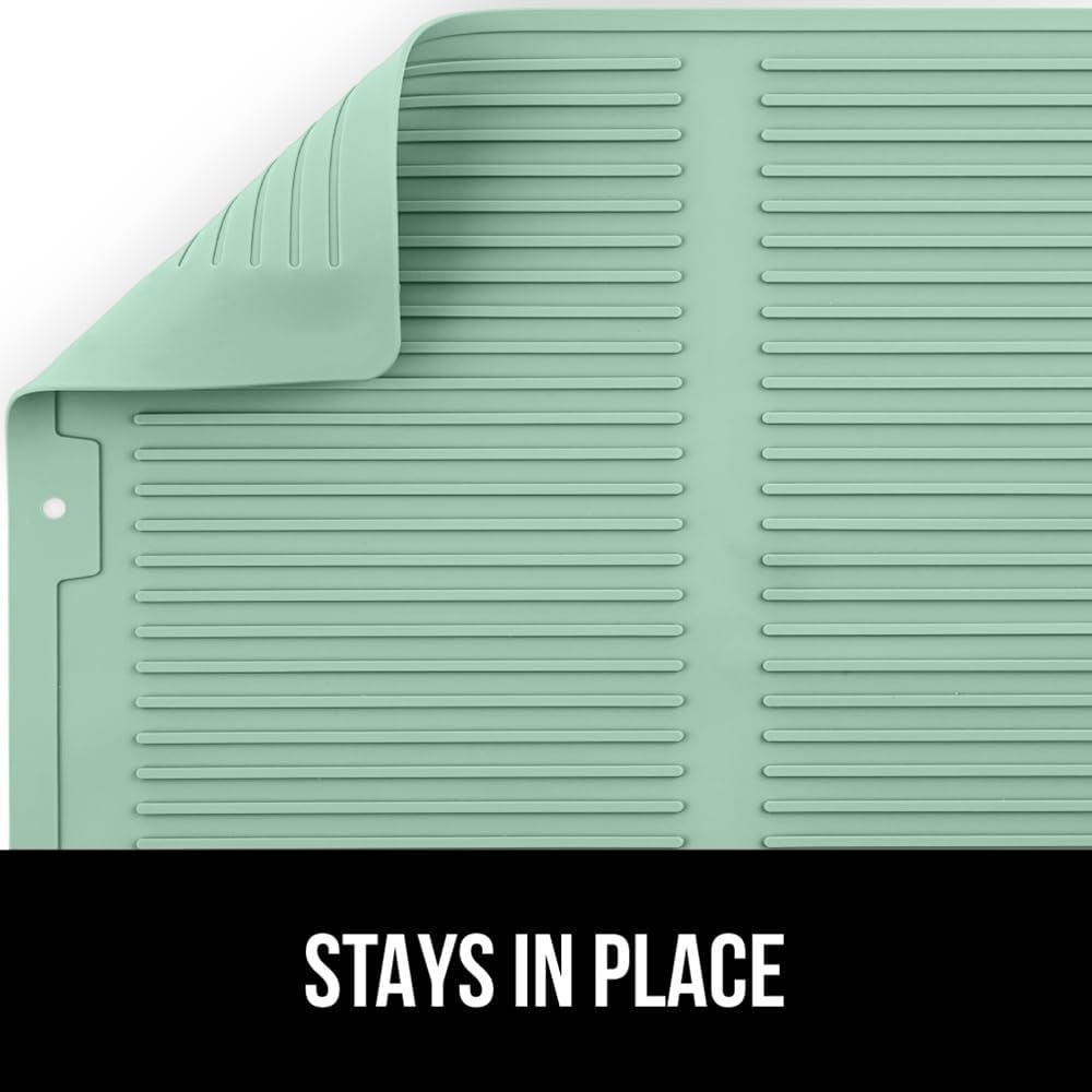 image:imageGORILLA GRIP Ultra Water Absorbent Microfiber Dish Drying Mat Quick Dry Thick Mesh Slip Resistant Pad for Sink Dishes or Under Rack Kitchen Counter Accessories Machine Wash Mats 18x16 Inch BlackMint
