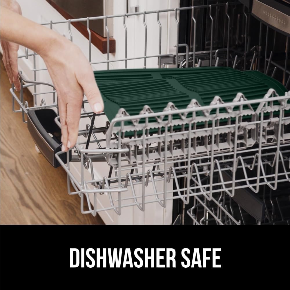 image:imageGORILLA GRIP Ultra Water Absorbent Microfiber Dish Drying Mat Quick Dry Thick Mesh Slip Resistant Pad for Sink Dishes or Under Rack Kitchen Counter Accessories Machine Wash Mats 18x16 Inch BlackHunter Green